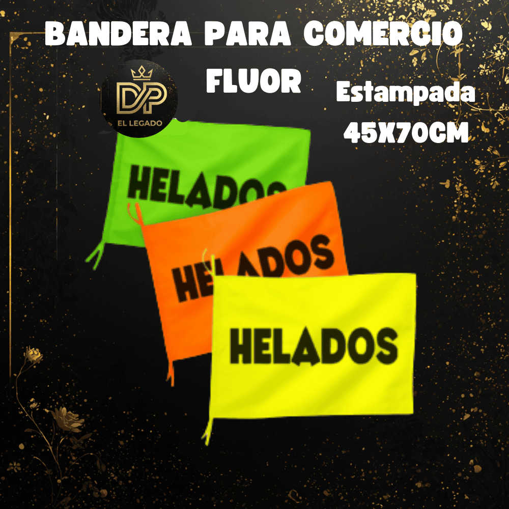 Bandera flùor para comercio estampada 45x70cm (Helados)