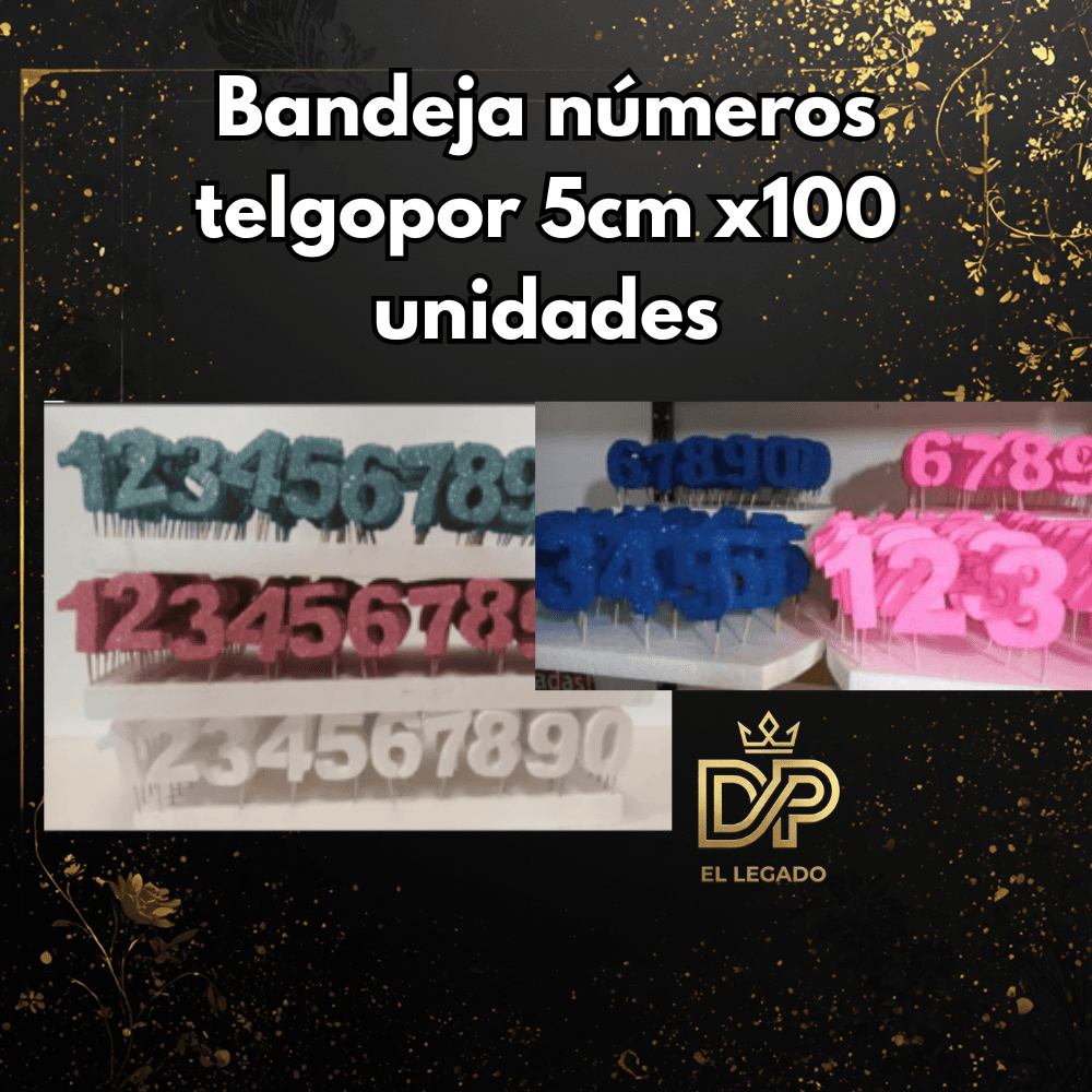 Bandeja números telgopor 5cm x100 unidades