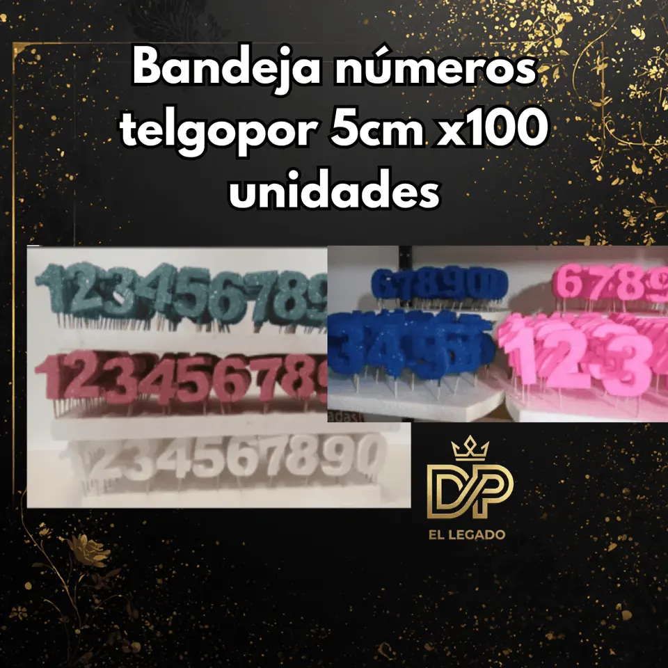 Bandeja números telgopor 5cm x100 unidades