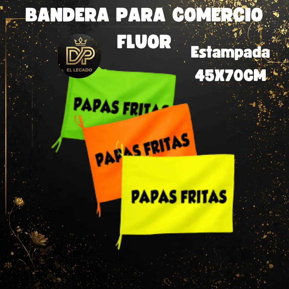 Bandera flùor para comercio estampada 45x70cm (Papas fritas)