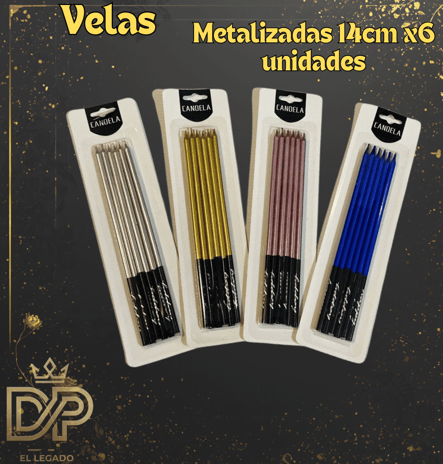 Blister velas metalizadas 14cm x6u - Azul