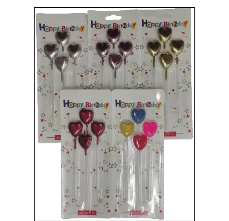 Blister Velas Corazòn Plata x 4 unidades