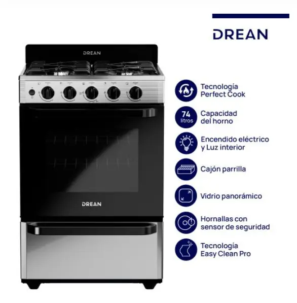 ¡Gran Barata! Cocina Drean Gas Natural 56cm CD5603AI0 Inox outlet