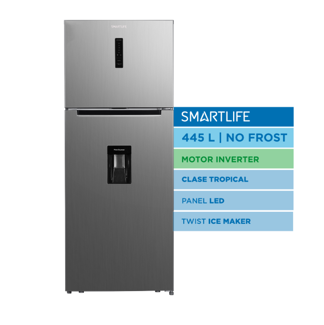 Heladera Smartlife RNF460SDINV con Dispenser No Frost Inverter Dig 445L