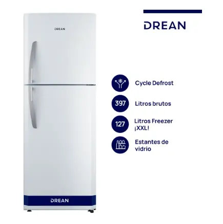 Heladera con freezer Cíclica 397 L Blanca Drean - HDR400F30B