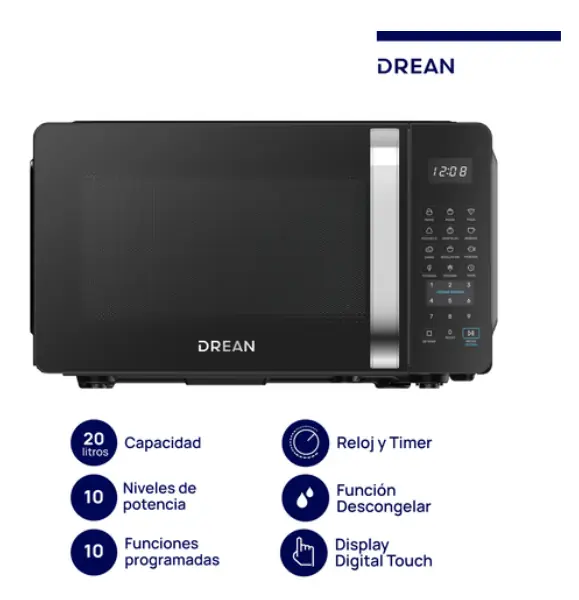 Microondas Digital 20 L Negro Drean - HMD20ARNJ0