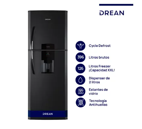 ¡Gran Barata! Heladera con freezer Cíclica 396 L Black Steel Drean - HDR400F41N outlet