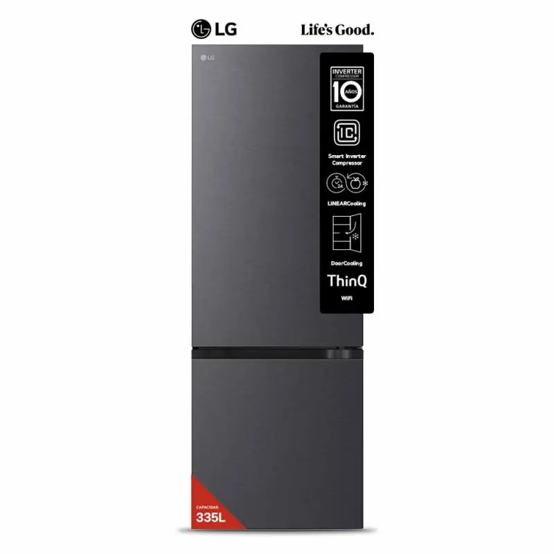 HELADERA LG VB33BPM 335 L INVERTER MATTE Freezer abajo ACERO PRIMERA