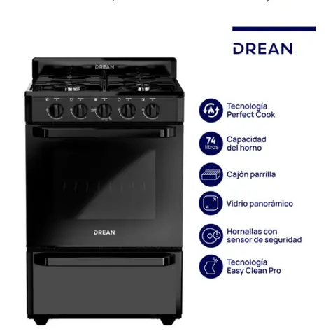 Cocina DREAN Multigas 56 cm Negra Drean - CD5602AN0 OUTLET