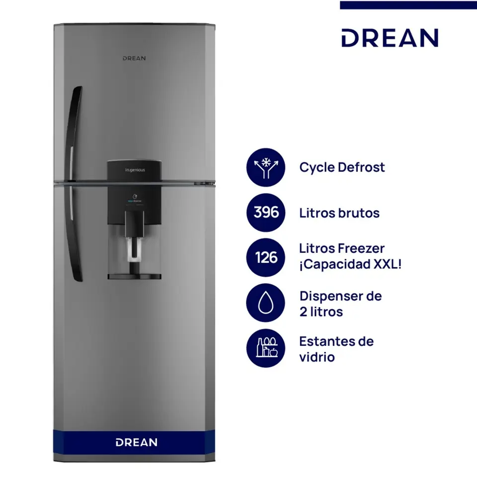 Heladera DREAN con freezer Cíclica 396 L Gris - HDR400F41E