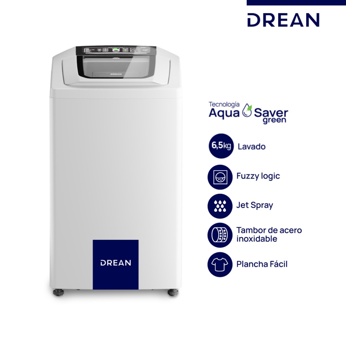 Lavarropas DREAN 6,5 Kg 800 RPM Superior Blanco OUTLET PREMIUM - LSDR0680TB0