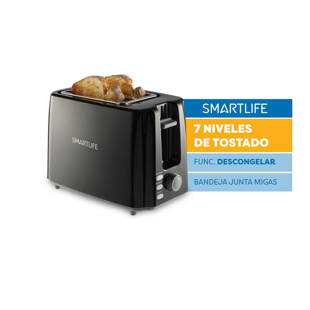 Tostadora SMARTLIFE 750 W 2 Rebanadas Negra - SL-TO1301B