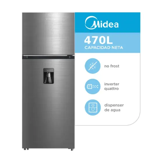 Heladera MIDEA No Frost Inverter 470L inox - MDRT645MTE46ADW