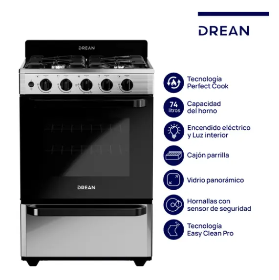 Cocina DREAN Multigas 56 cm Inoxidable con Encendido Eléctrico Drean - CD5603AI0