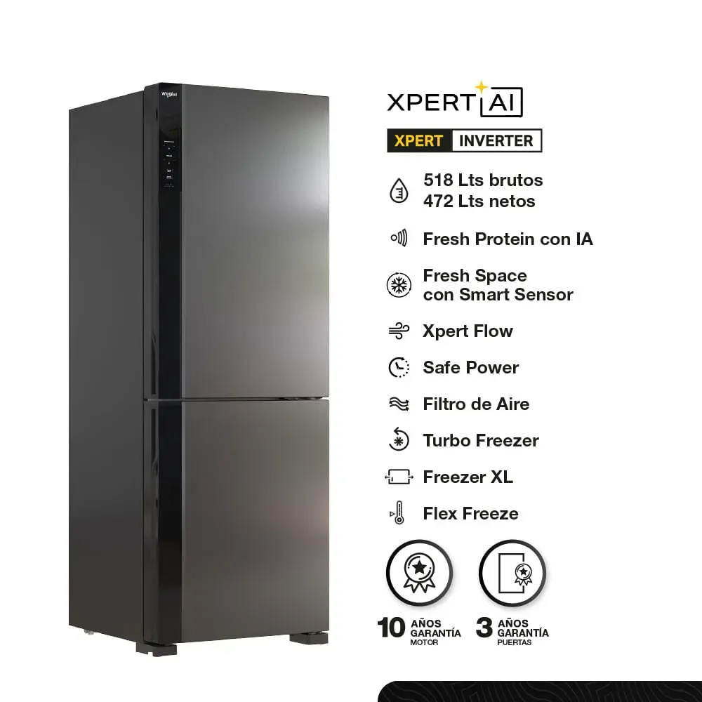 HELADERA WHIRLPOOL WRE68AE NEGRA 472LTS PRIMERA