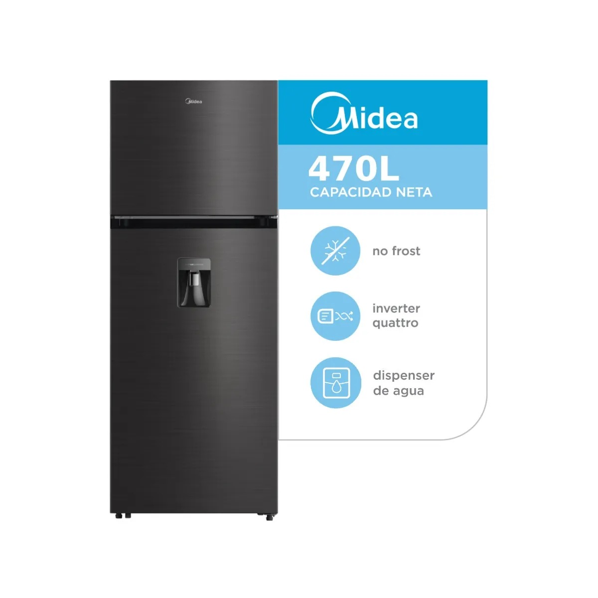 Heladera MIDEA No Frost Inverter 470L Negra - MDRT645MTE28ADW