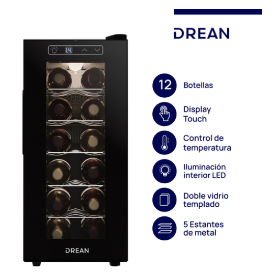Cava de vino para 12 botellas Negro Drean - CVDR12CN0 OUTLET