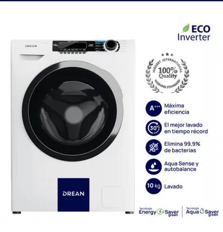 Lavarropas DREAN Carga Frontal Ecoinverter 10 Kg Blanco - LCFDR1012SB0 OUTLET
