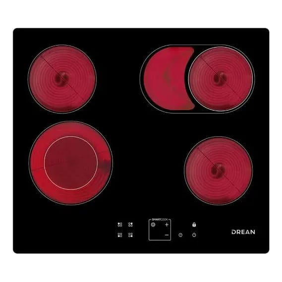Anafe 4h 60cm Electrico Vitroceramico Aedr60cnv Negro Drean