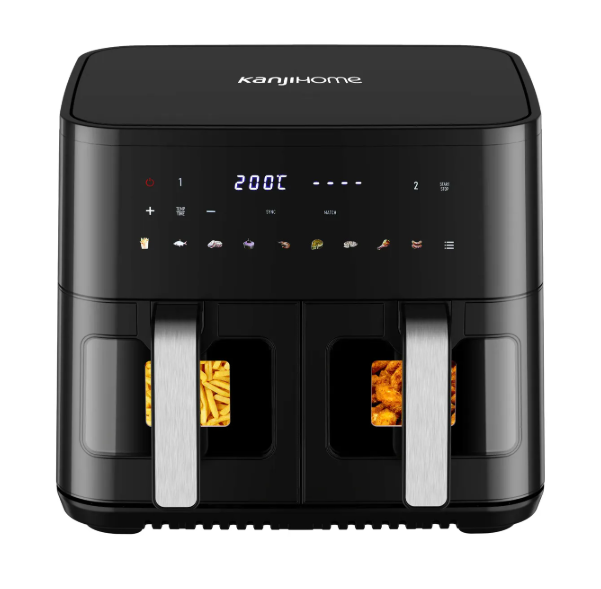 Freidora De Aire Doble Bandeja 9.5 L Air Fryer Digital Kanji Negro PRIMERA