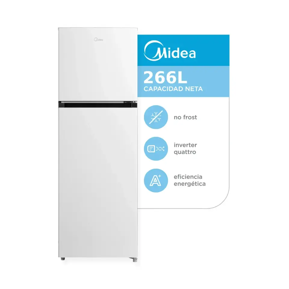 Heladera MIDEA No Frost Inverter 266L Blanca - MDRT385MTF01AD