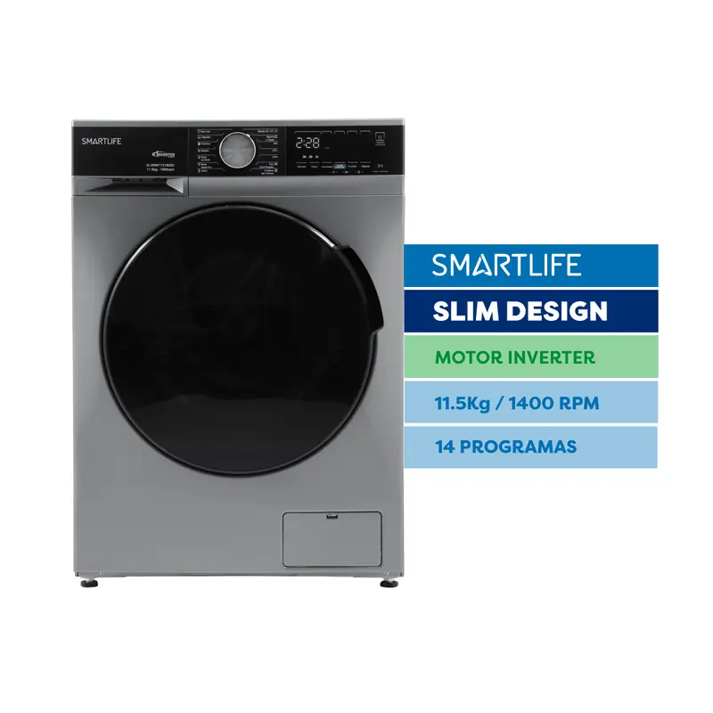 Lavarropas Smartlife Inverter 11.5 Kg 1400 RPM Gris