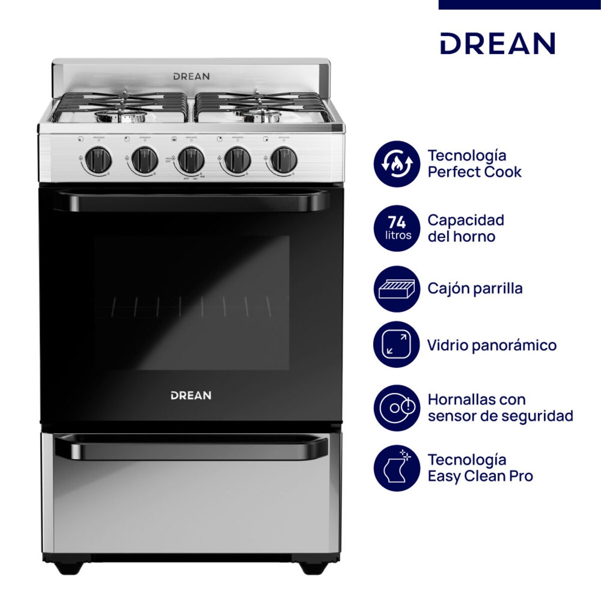 Cocina DREAN Multigas 56 cm Inoxidable Drean - CD5602AI0 OUTLET