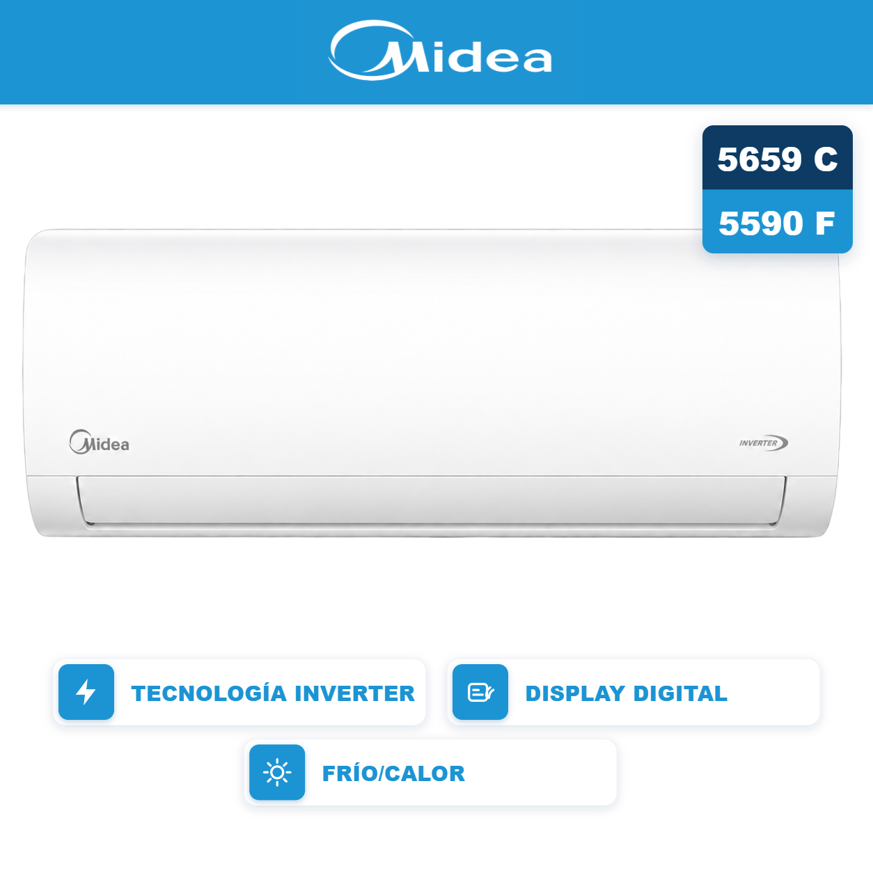 AIRE ACONDICIONADO MIDEA FC 6500 INVERTER  - MSNIC-22H-GN81F - PRIMERA
