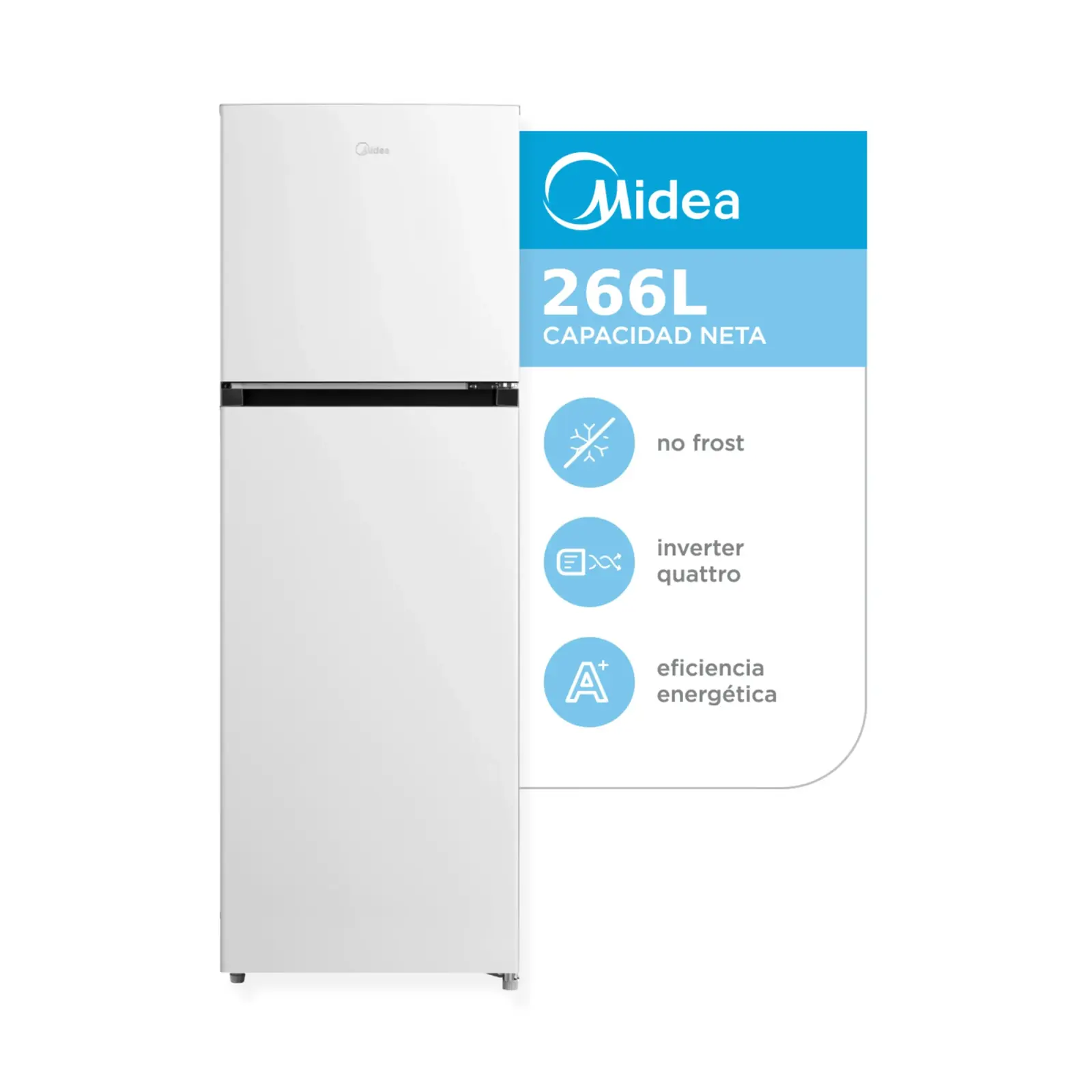 Heladera MIDEA 266 L No Frost Inverter Blanca PRIMERA - MDRT385MTF01AD