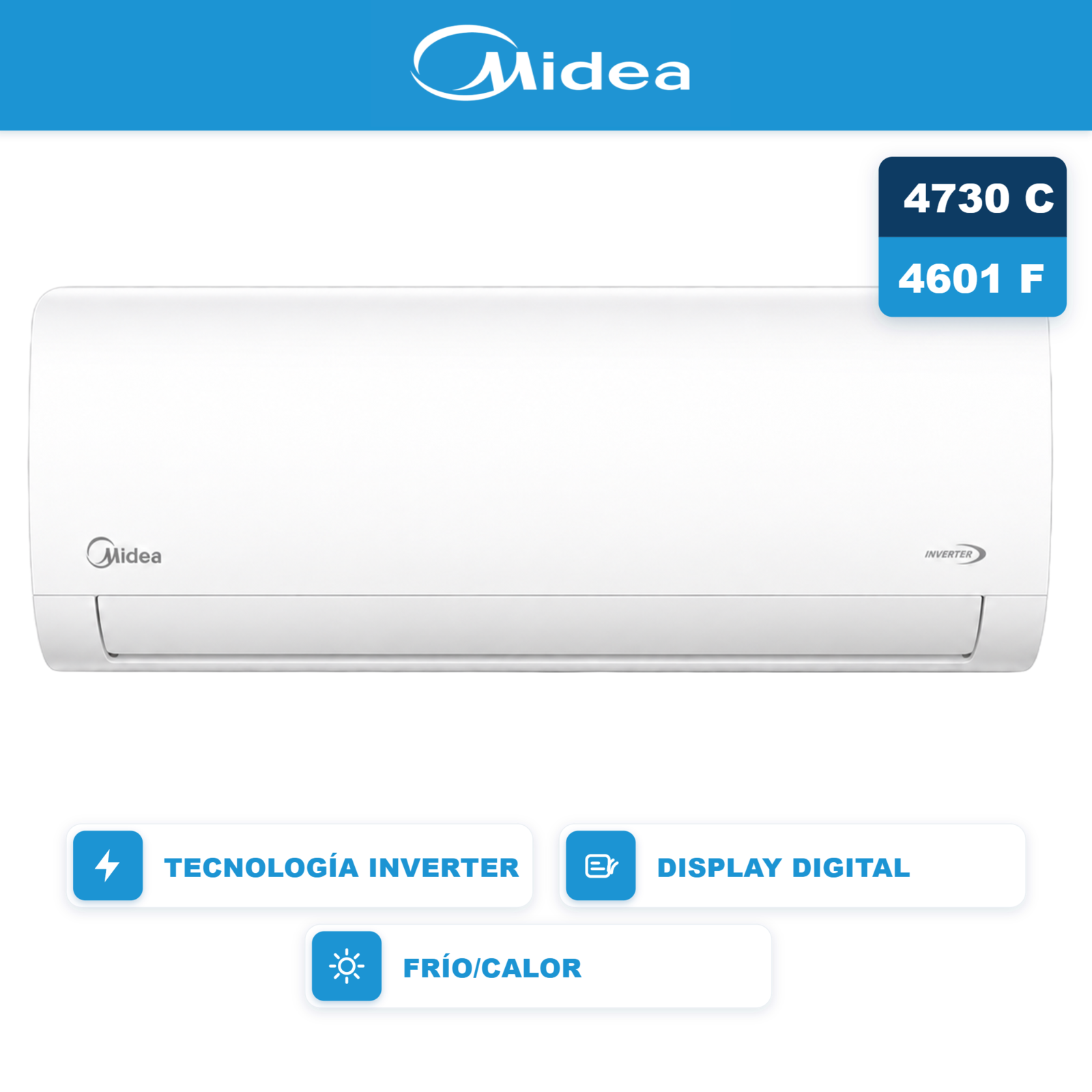AIRE ACONDICIONADO MIDEA FC 5400W INVERTER-MSNIC-18H-GN81F - PRIMERA