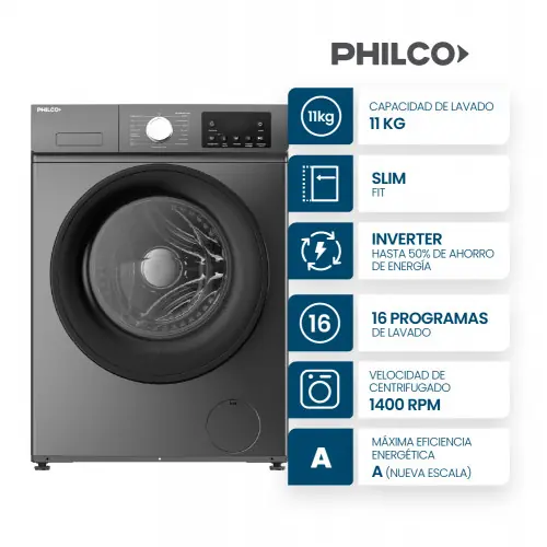 Lavarropas Primera Marca 11KG Inverter acero