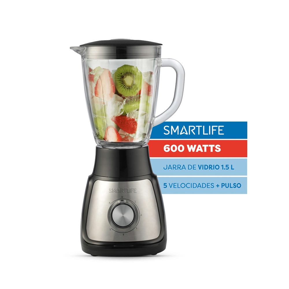 Licuadora SMARTLIFE 1,5 L 600 W Jarra de Vidrio Pica Hielo OUTLET PREMIUM - SL-BL1055PN