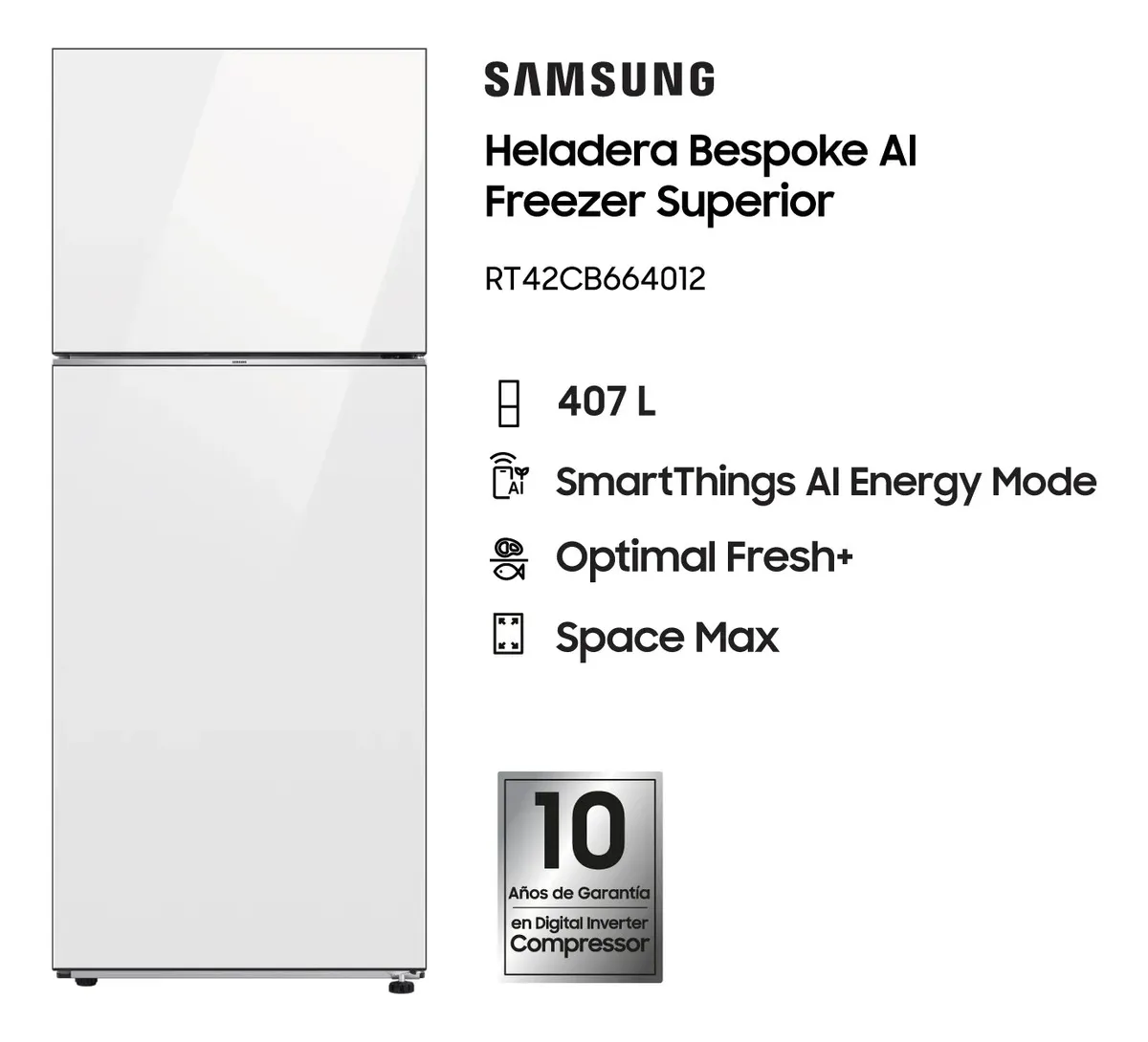 HELADERA SAMSUNG BESPOKE RT42CB664012/B3 CLEAN WHITE- OUTLET