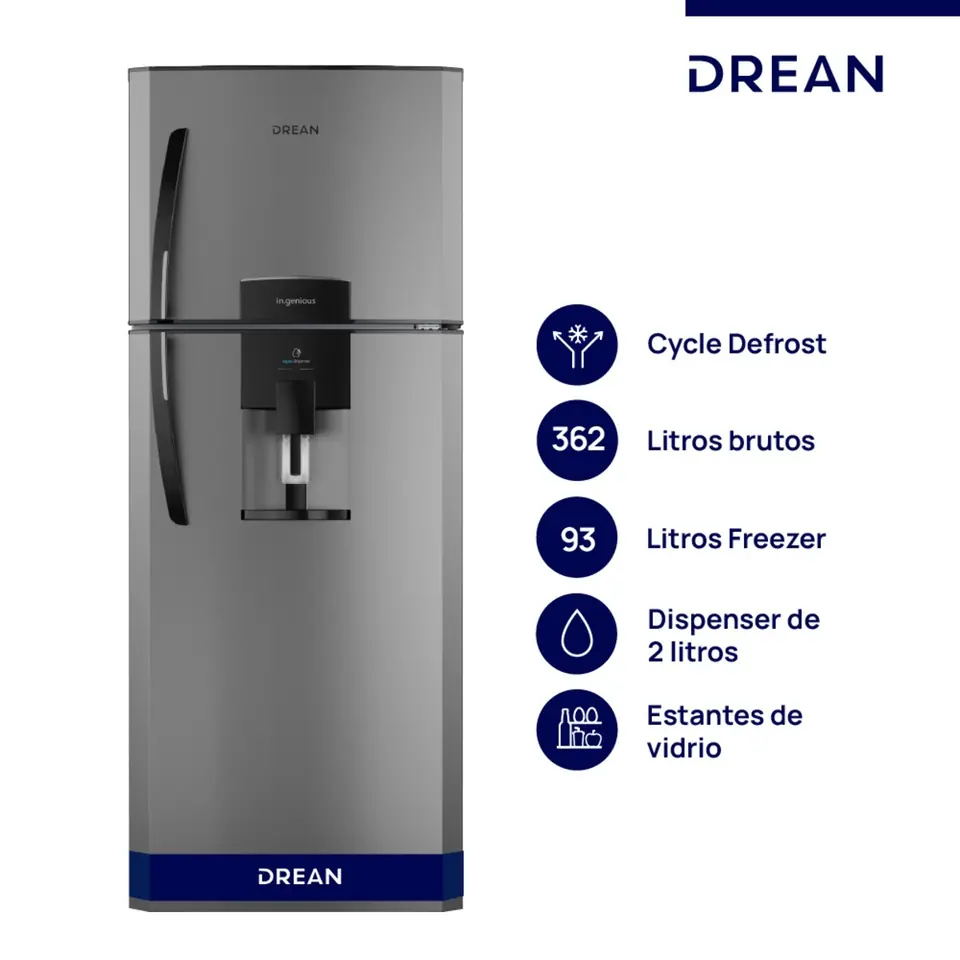 Heladera DREAN con freezer Cíclica 362 L Gris - HDR370F61E