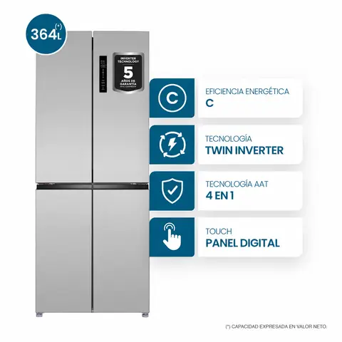 Heladera Primera Marca 364L Multidoor No Frost Inverter Inox