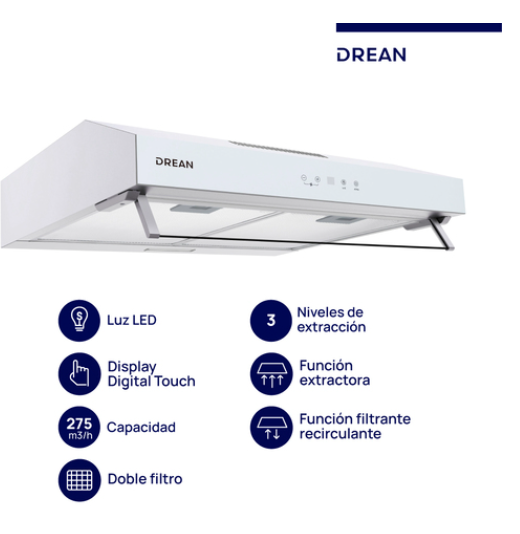 Purificador extractor de 60 cm Blanco Drean - CUDR604BA OUTLET
