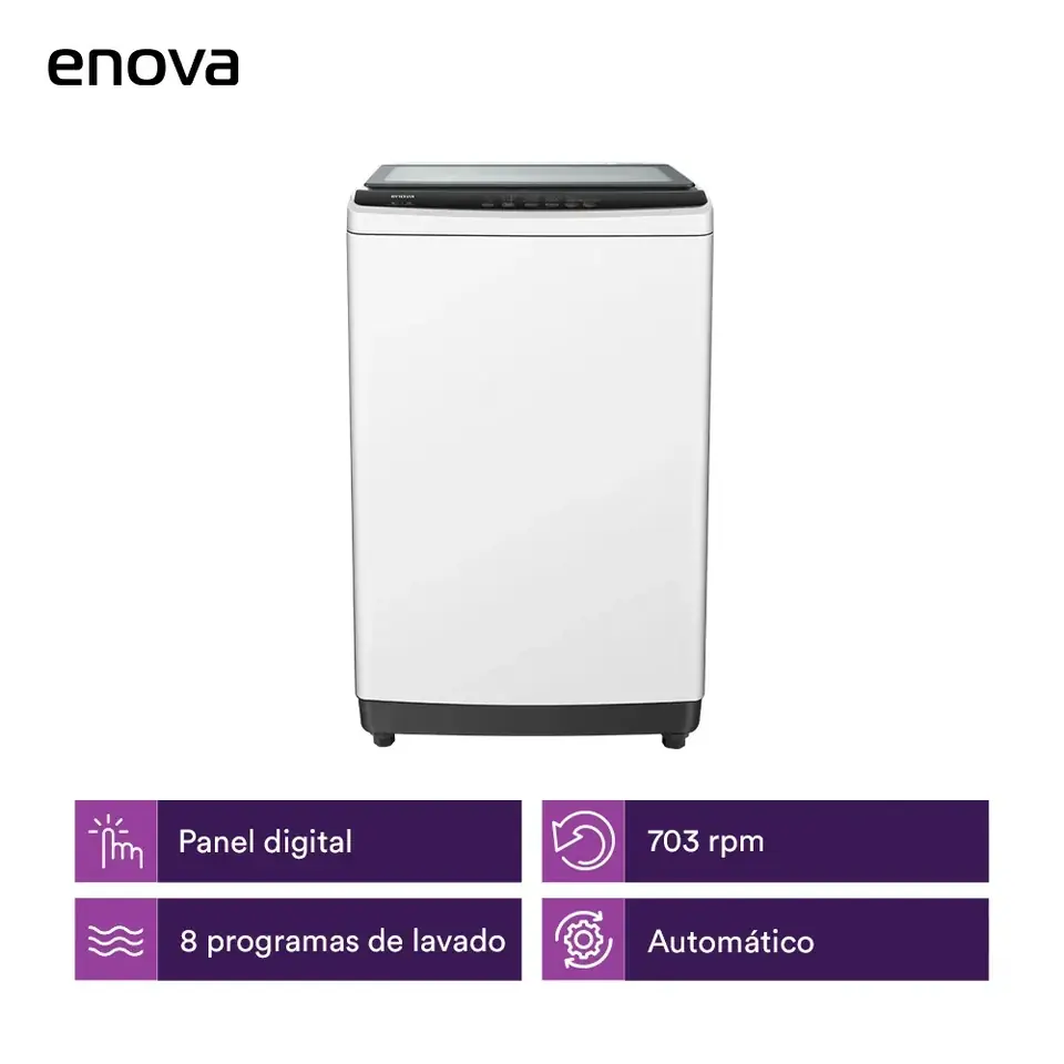 Lavarropas ENOVA carga superior 8 kg Blanco - LNV-LE08S10-BL