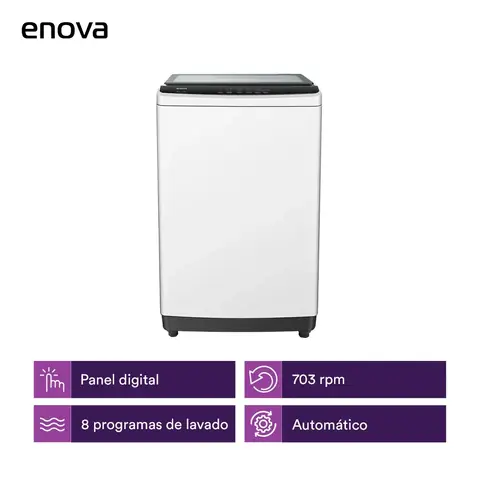 Lavarropas ENOVA carga superior 8 kg Blanco - LNV-LE08S10-BL