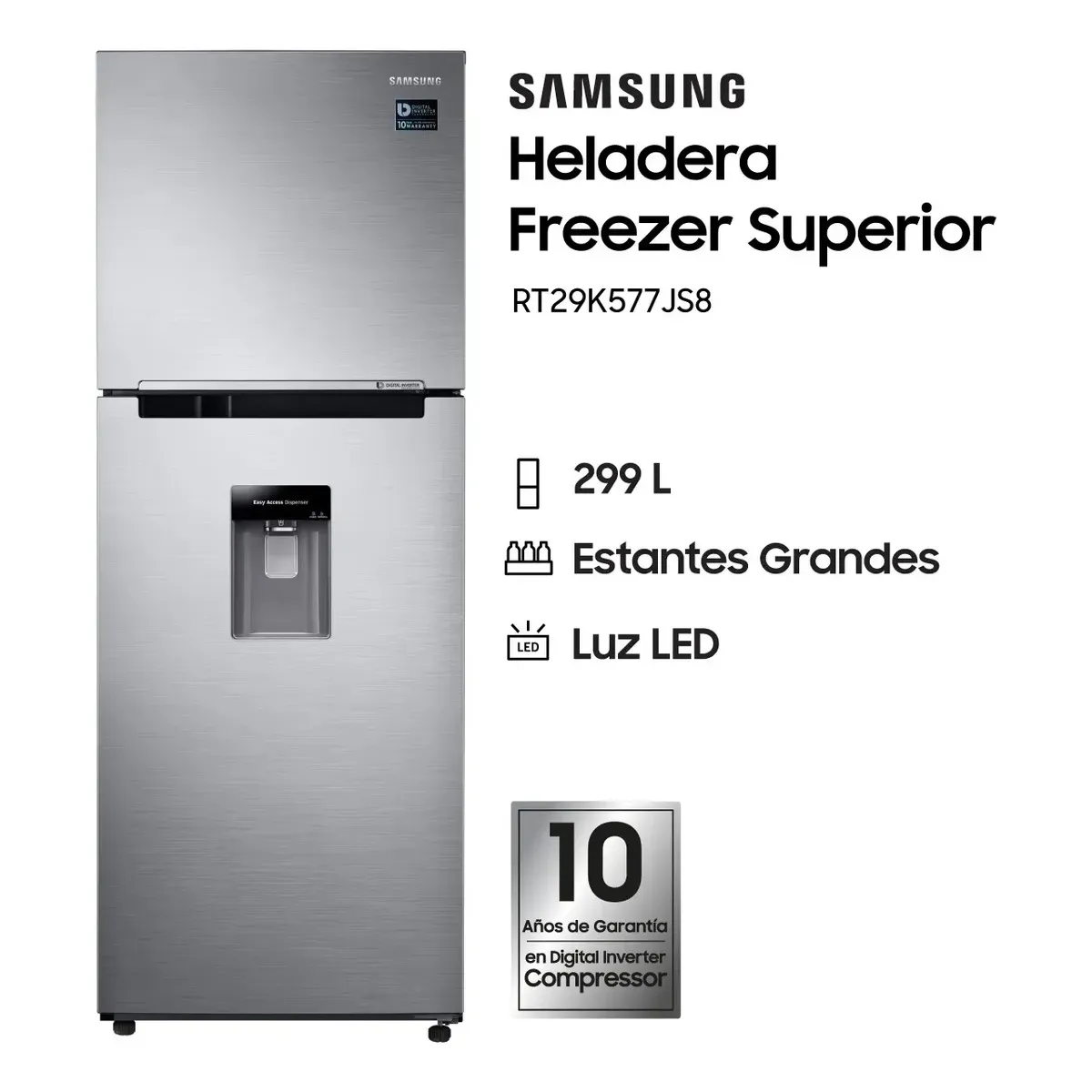 Heladera SAMSUNG 299L Dispenser OUTLET PREMIUM - RT29K577JS8