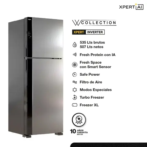 Heladera WHIRLPOOL 535L Inox Inverter - WRM62AK