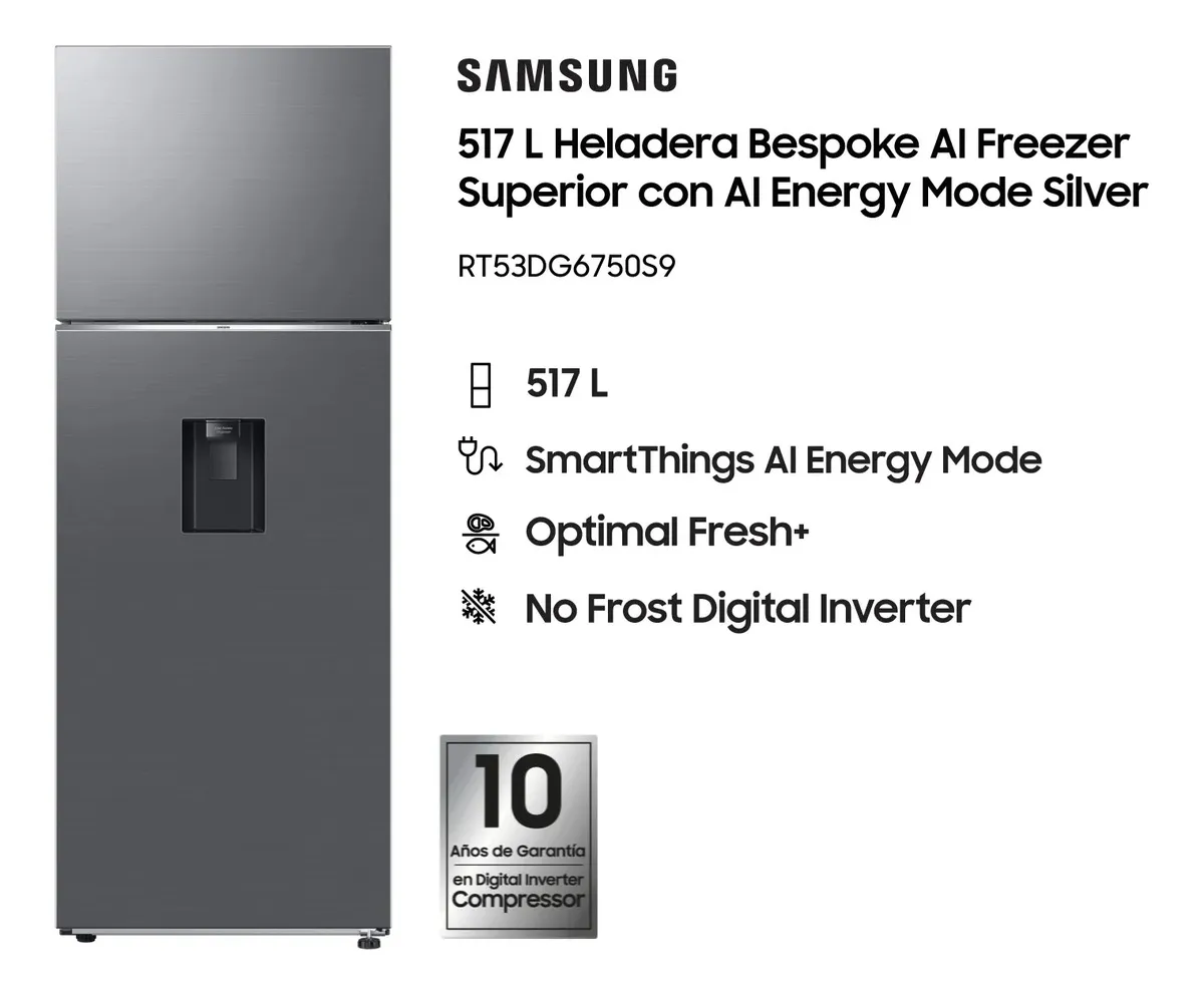 HELADERA SAMSUNG RT53DG6750S9BG 536LTS INOX DISPENSER - OUTLET