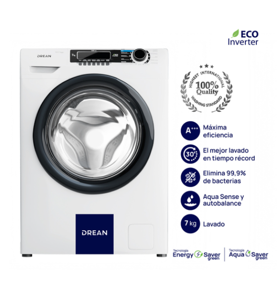 Lavarropas Carga Frontal Ecoinverter 7 Kg Blanco Drean - LFDR0710SB0 OUTLET