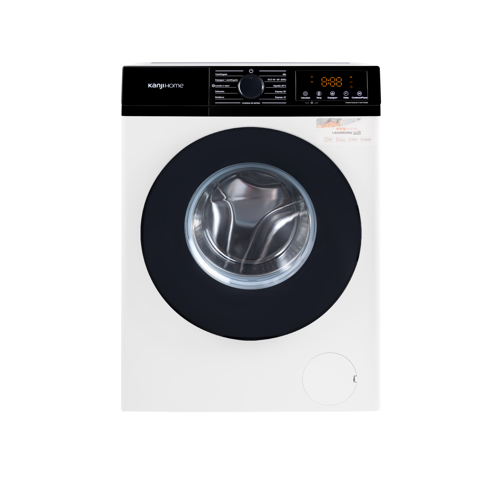 Lavarropas KANJI 8 Kg Carga Frontal Inverter 1200 RPM Silver PRIMERA - KJH-WMCFSL8S