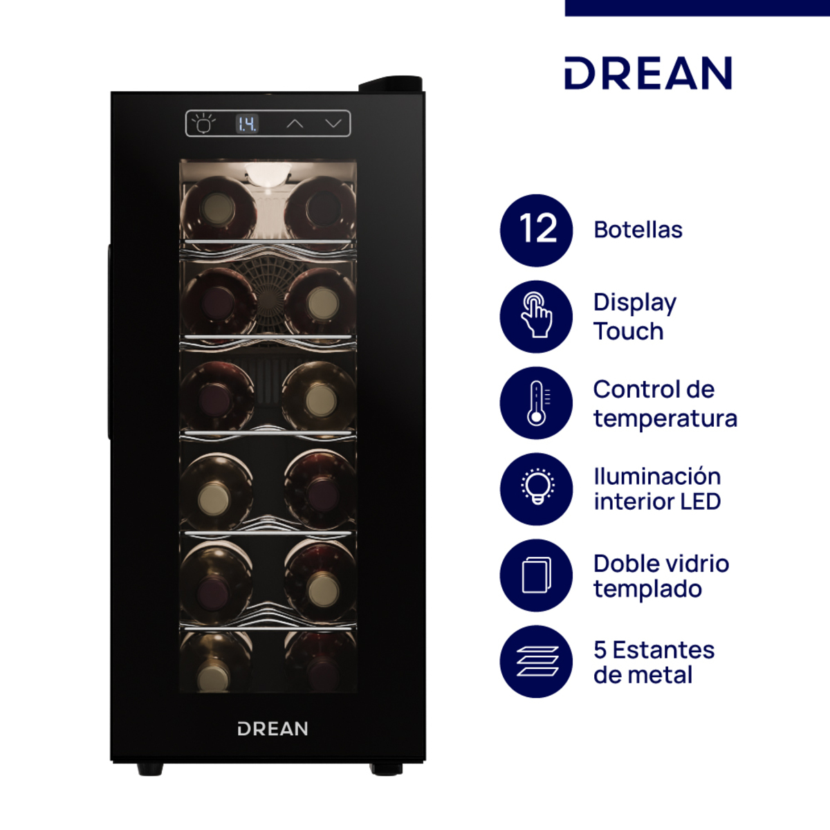 Cava de Vino DREAN 12 Botellas Negro OUTLET PREMIUM - CVDR12CN0