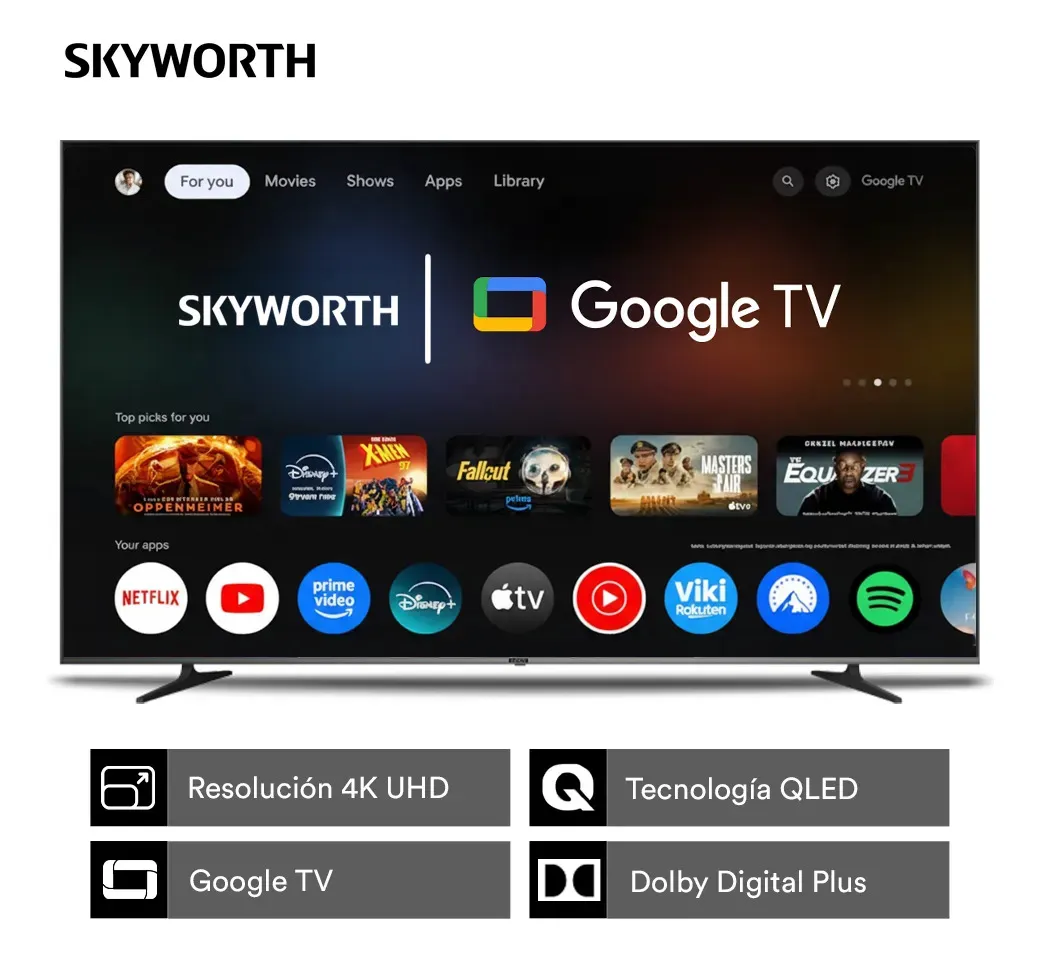 TV SKYWORTH100 SMART QLED 4K UHD GOOGLE - PRIMERA