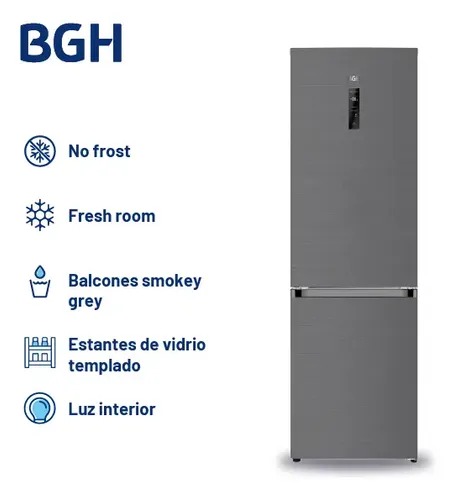 HELADERA BGH COMBI NO FROST INVERTER BRC310I2A 312L DISPLAY DIG DARK INOX - PRIMERA