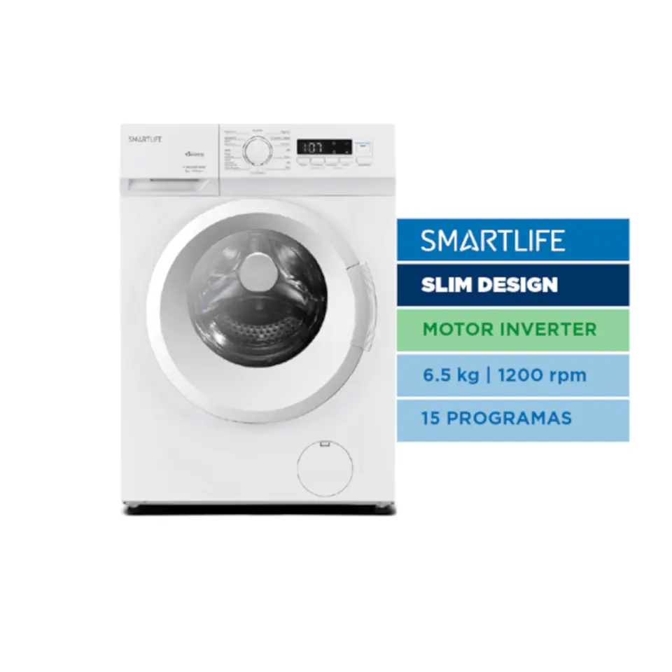 Lavarropas SMARTLIFE Inverter 6.5 kg Blanco 1200 Rpm - SL-WM26I0651200W