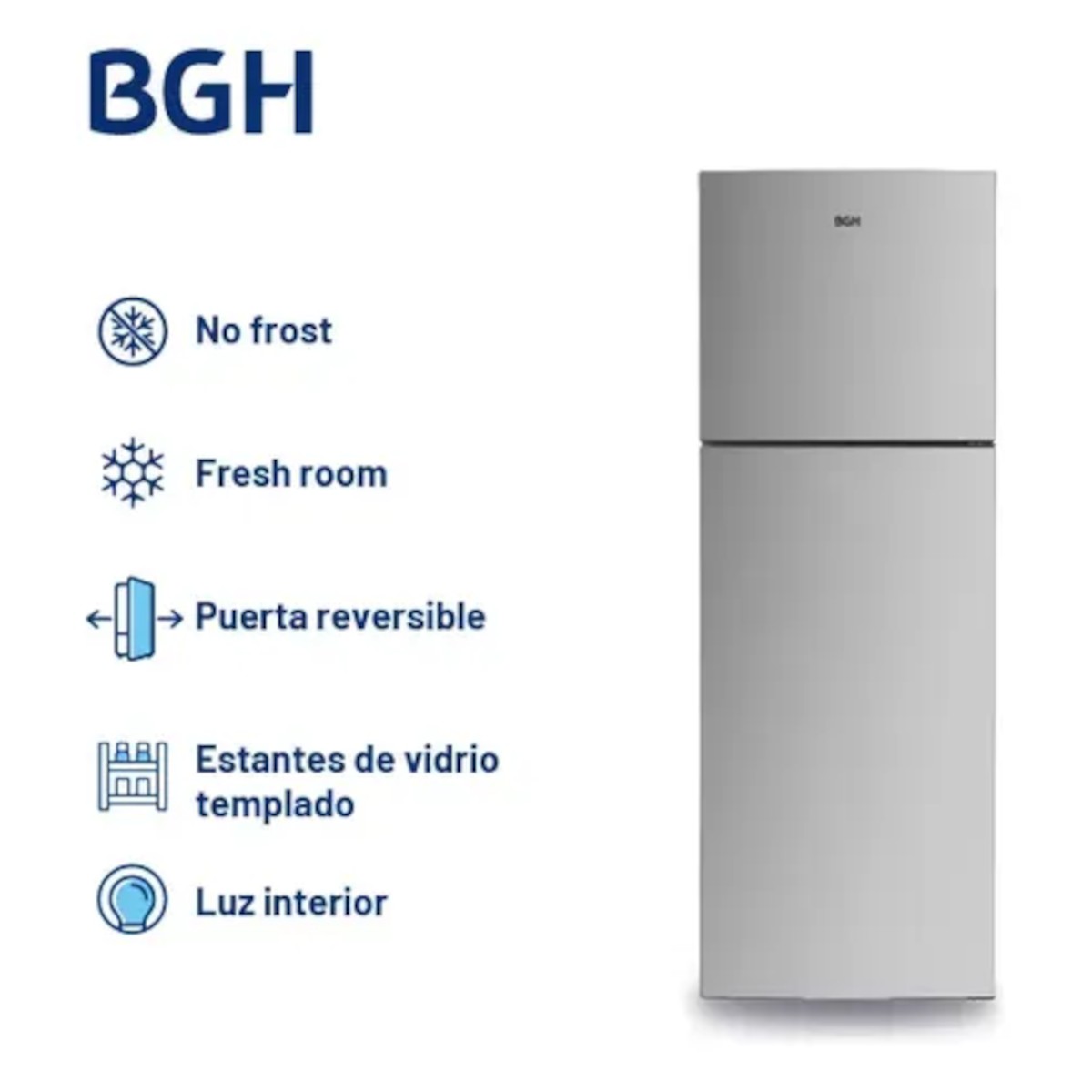 HELADERA BGH TOP MOUNT NO FROST INVERTER BRT330I1A 338L INOX - PRIMERA