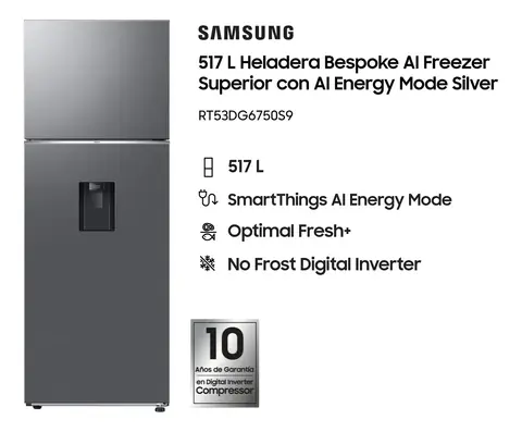 HELADERA SAMSUNG RT53DG6750S9BG 536LTS INOX DISPENSER - OUTLET