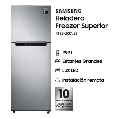 HELADERA SAMSUNG RT29K507JS8 290LTS SILVER SIN DISPENSER - OUTLET